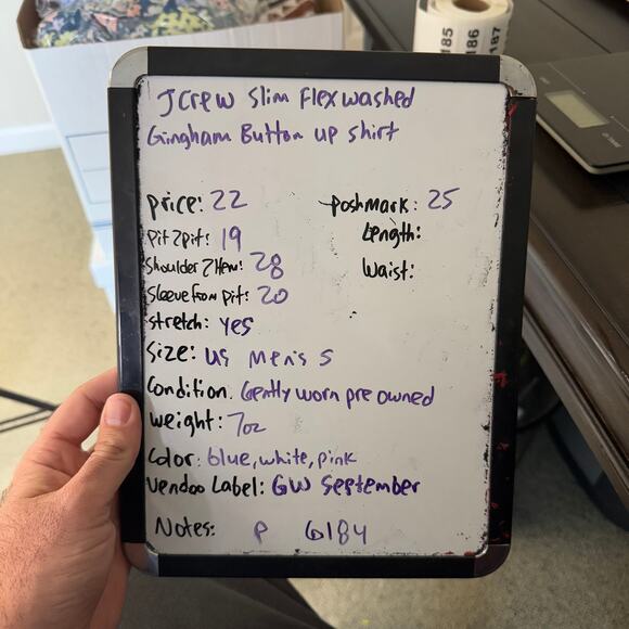 J Crew Slim Flex Washed Gingham Button Up Shirt US Men's S - Picture 6 of 6